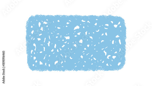 Wavy hand drawn chalk textbox in blue with scribble background and organic rectangle shape. Memo label or box for text, blank textured graphic element for creative card, abstract post or