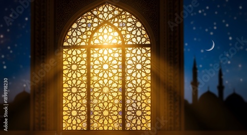 Islamic Window at Night.