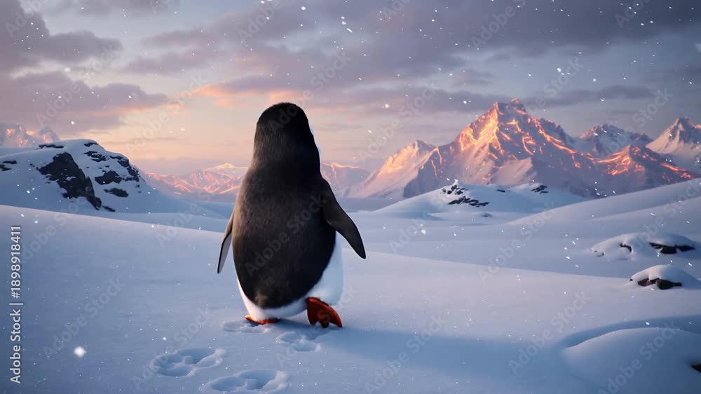 custom made wallpaper toronto digitalCute Animated Penguin Beginning a Journey in Magical Snowy Landscape Cinematic 3D