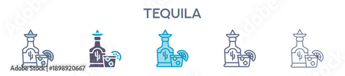 Tequila Shot Glass Icon - Mexican Alcohol Drink Line Vector Illustration 