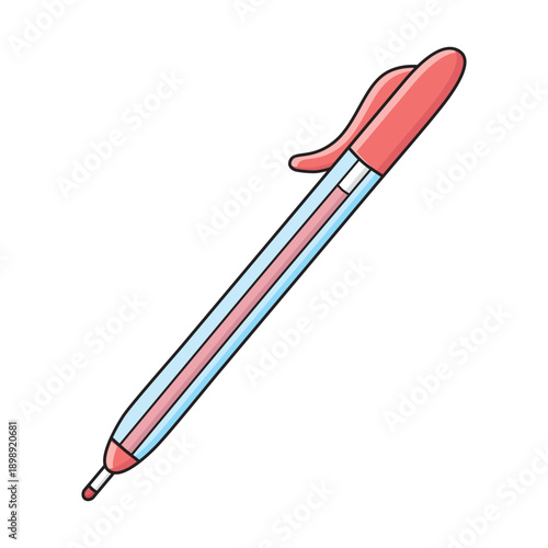 Red ballpoint pen isolated vector illustration