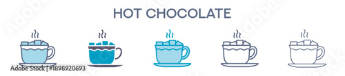 Hot Chocolate Cup Icon - Warm Cocoa Drink Line Vector Illustration 
