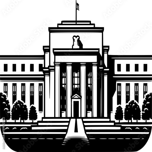 Monumental Structure's Symmetry: Capturing the timeless elegance of a stately building. The architectural masterpiece stands proudly, a beacon of strength and resilience.