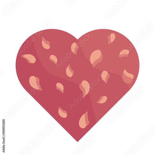 A stylized red heart illustration with petal patterns. Vector illustrations for Valentines design