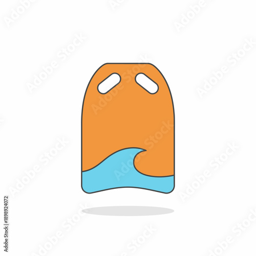 Flat vector illustration of a swimming kickboard, pool training equipment, minimal flat style, isolated on white background