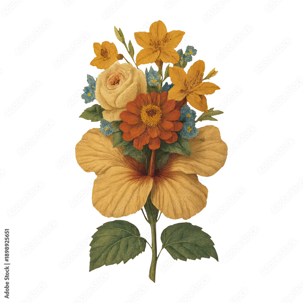 Fototapeta premium PNG Vintage floral bouquet illustration