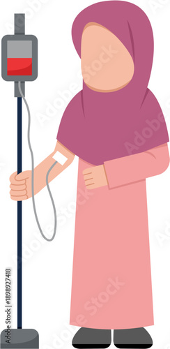 Illustration Of Hijab Woman Donating Blood