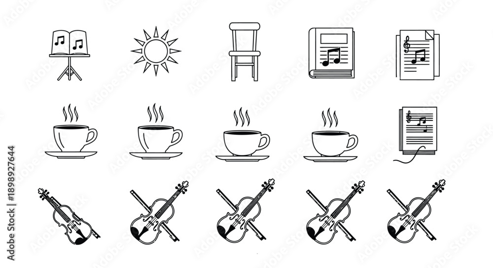 Fototapeta premium Musical notes accompany steaming coffee.