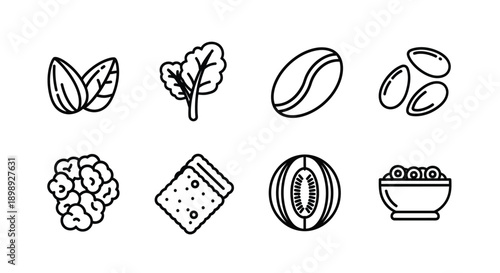 Assortment of healthy food item icons.