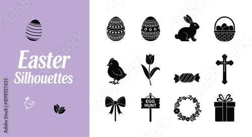 Easter holiday silhouettes set graphics.