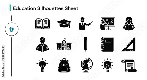 The education icon set features learning.