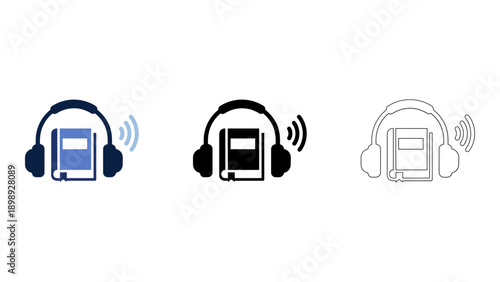 An infographic representing audiobook technology with headphones and devices in different colors
