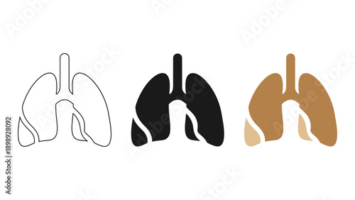 An of three lung designs representing respiratory health and breathing function