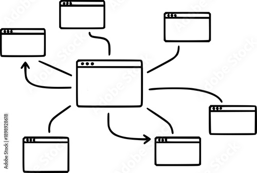 Diagram of website structure and navigation line icon
