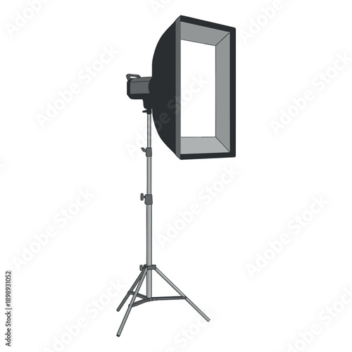 A softbox light on a stand for photography and videography applications