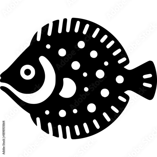 Flounder (Flatfish) Icon Vector