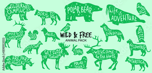 Wild & Free Animal Pack: A collection of charming animal illustrations, each adorned with inspiring phrases, embodies the spirit of freedom and adventure in the natural world.