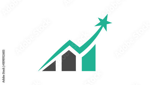 Abstract Growth Chart Reaching Towards a Star or Peak Icon. transparent.