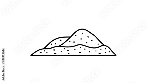 Illustration of mountains with dotted texture from a distant viewpoint