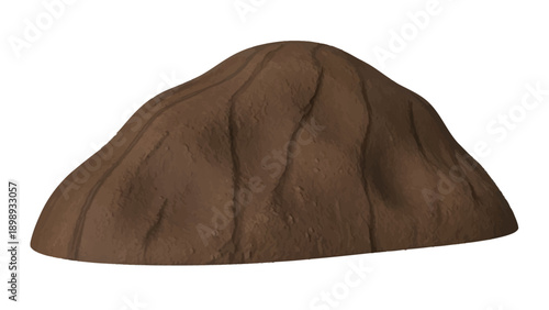 A realistic brown sand dune with wavy surface texture viewed from the side on a plain background