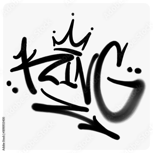 KING graffiti tag with crown symbol and arrow street art design