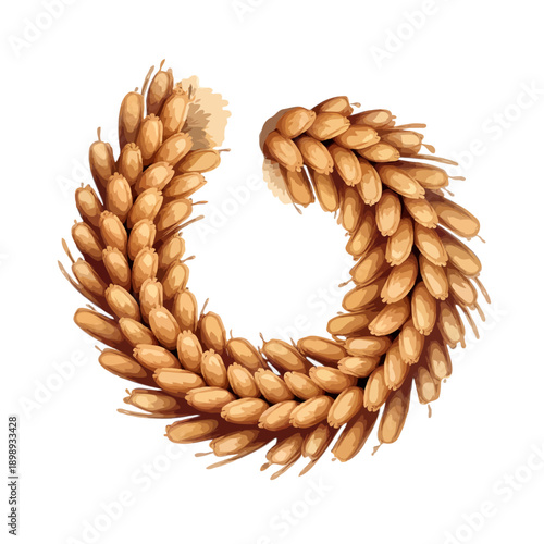 Wheat wreath illustration isolated on white background, Vector, illustration