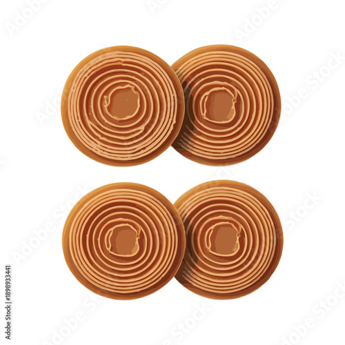 Set of four spiral-shaped candles isolated on white background, Vector, illustration