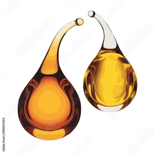 Golden droplet glass art isolated on white background, Vector, illustration