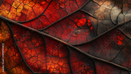 Wallpaper Mural Abstract decaying autumn leaf texture with rich red organic detail Torontodigital.ca