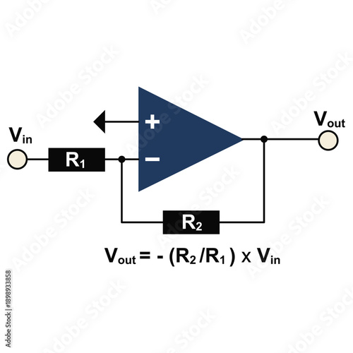 Basic inverting amplifier circuit design with formula
