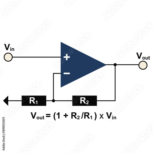 Basic non inverting amplifier circuit design with formula