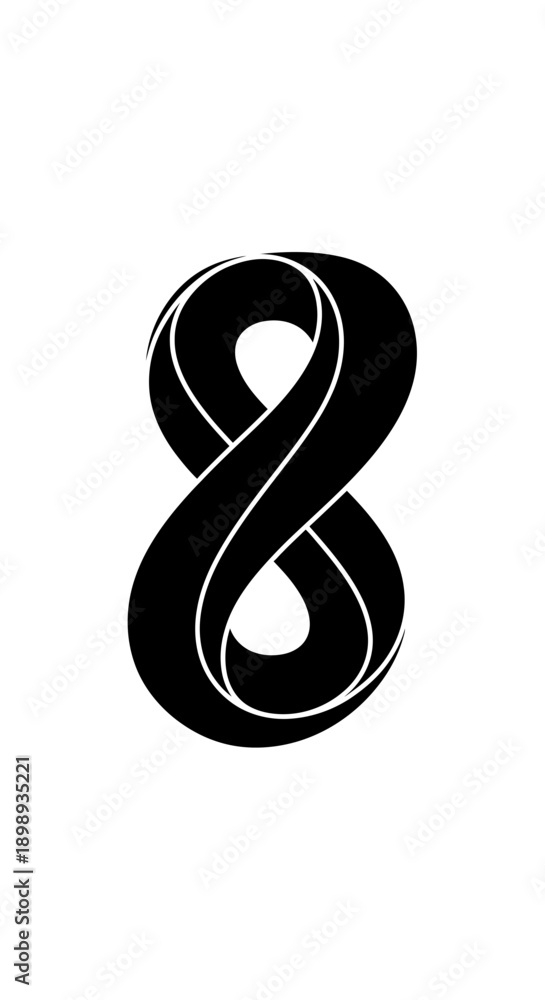 Fototapeta premium Conceptual Impossible Mobius Strip Intertwining Infinite Loop Silhouette. transparent.
