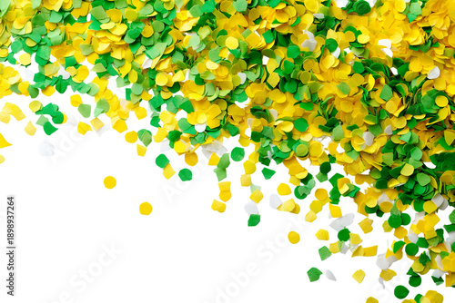 Yellow Green and White Round Paper Confetti Isolated Transparent