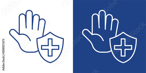 Prevention Blue And White Icon Style Collection