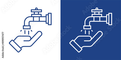 Sanitation Blue And White Icon Style Collection