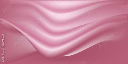 Crumpled pink silk fabric as background, top view