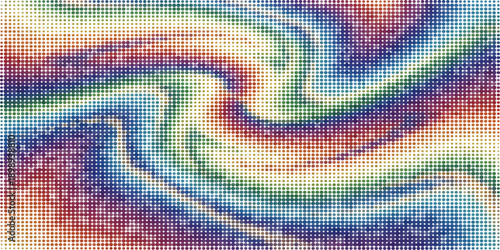 Colorful dotted swirl pattern with vibrant rainbow hues dynamic flow circular gradient design abstract artistic vibrant illustration vector background composition seamless