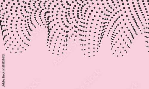 Black dots forming a cascading pattern on a pink background abstract