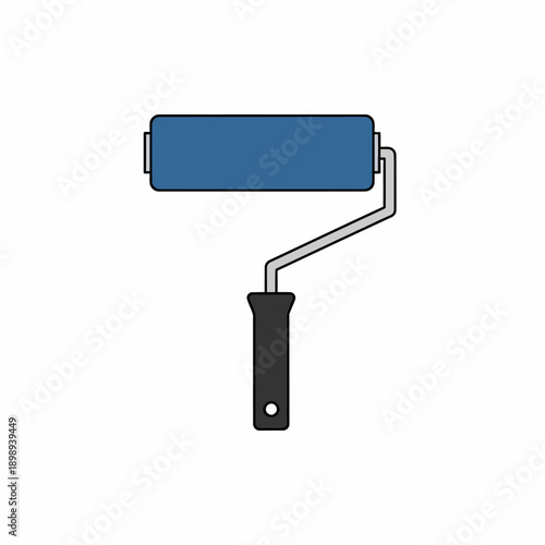 Flat vector illustration of a paint roller, painting tool, minimal detail, clean flat style, isolated on white background
