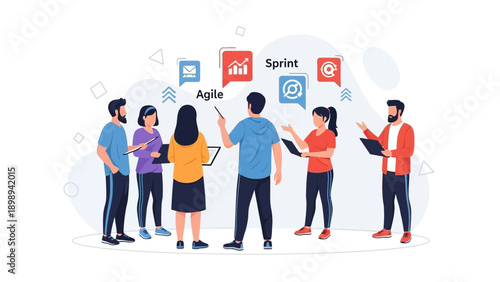 Agile Sprint Team Meeting: Business Strategy and Project Management