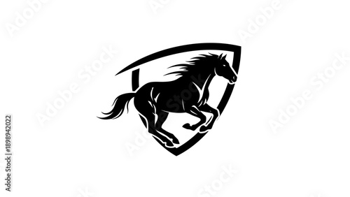 Black and white tribal vector illustration of a horse silhouette tattoo design featuring a nature symbol for a logo or animal sign