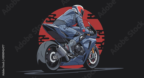 Motorcyclist in action wearing protective gear on a sleek bike.