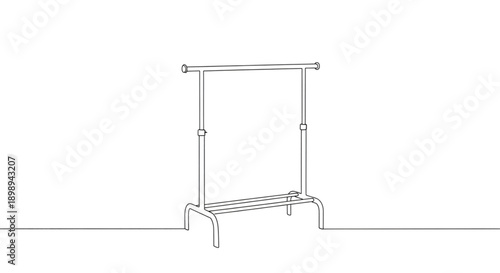 Clothing rack made of metal with horizontal bars in minimal style  