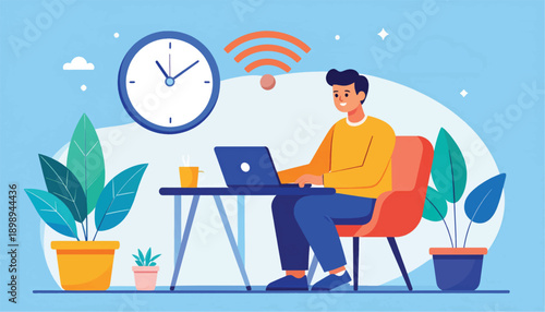 Man Working on Laptop at Desk 1.