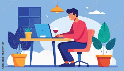 Man Working on Laptop at Desk 2.