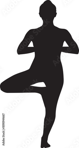 Balanced Yoga Tree Pose Vrikshasana Mindfulness Silhouettes
