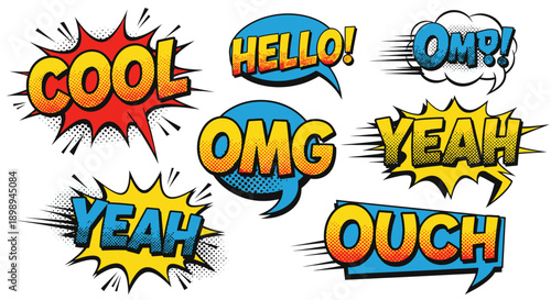 comic book speech bubbles with expressions