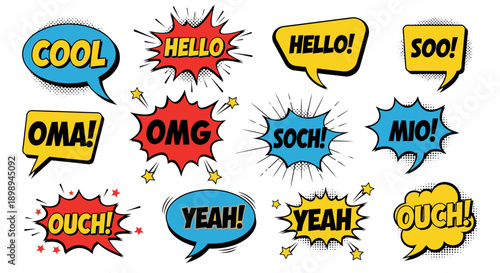 comic speech bubbles with various expressions