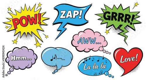 comic speech bubbles with expressions