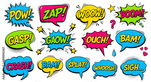Comic book speech bubbles with sound effects